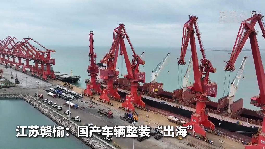 江苏赣榆：国产车辆整装“出海”