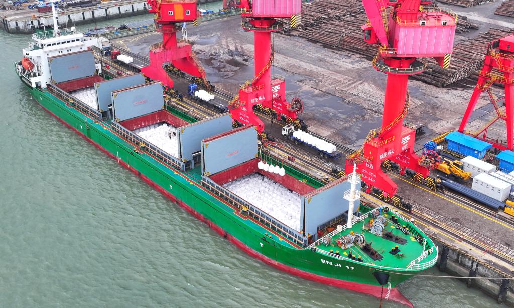 江苏张家港：抢卸化肥  助力春耕